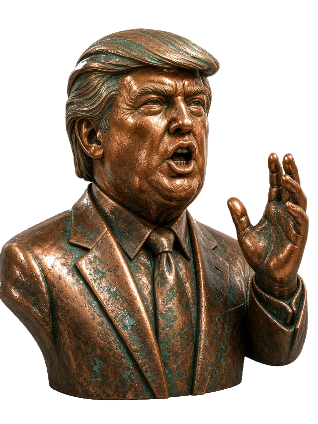 Стилизованный медный бюст Трампа — скульптура, не фото